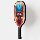 Schedel met vlammen Modern Monogram Pickleball Paddle (Links)