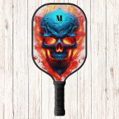 Schedel met vlammen Modern Monogram Pickleball Paddle
