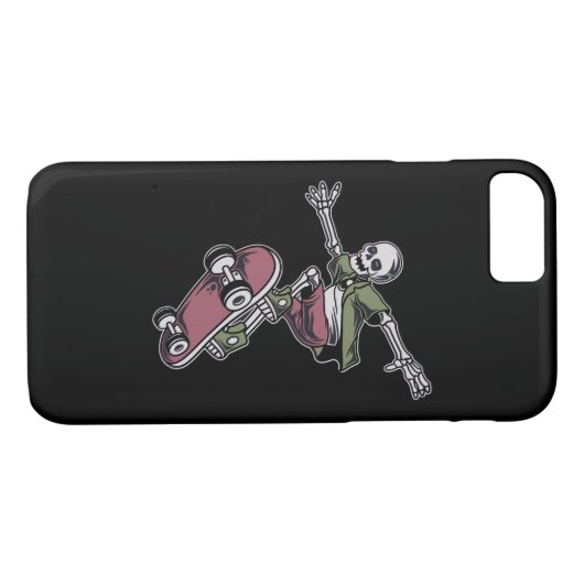 Schedel met vliegende positie skateboard illustrat Case-Mate iPhone case (Achterkant (Horizontaal))