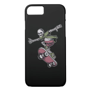 Schedel met vliegende positie skateboard illustrat 	iPhone 8/7 hoesje