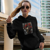 Schedel met wild haar Rozen in  bladeren Hoodie