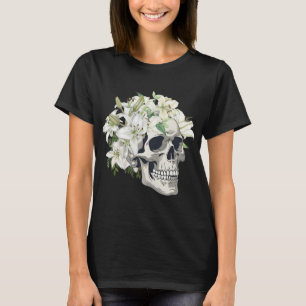 Schedel met witte lelies DAMES T-SHIRT