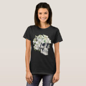 Schedel met witte lelies DAMES T-SHIRT (Voorkant volledig)