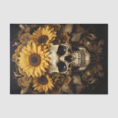 Schedel met Zonnebloemen Goud Tissuepapier (Voorkant)