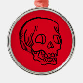 Schedel Metalen Kerstversiering Ornament (Voorkant)