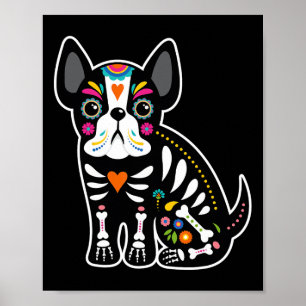 Schedel Mexicaanse Franse buldog Halloween dag van Poster