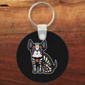 Schedel Mexicaanse Franse buldog Halloween dag van Sleutelhanger (Voorkant)