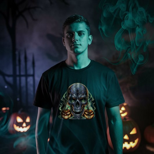 Schedel Middernacht Halloween Illustratie T-Shirt