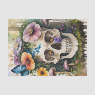 Schedel Mushroom Bloemen Waterverf Kunst Tissuepapier
