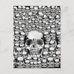 SCHEDEL MUUR DOOD DODE SKELET ZWART WIT BRIEFKAART