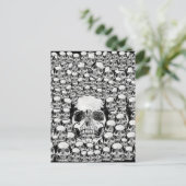 SCHEDEL MUUR DOOD DODE SKELET ZWART WIT BRIEFKAART (Staand voorkant)