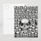 SCHEDEL MUUR DOOD DODE SKELET ZWART WIT BRIEFKAART (Voorkant / Achterkant)