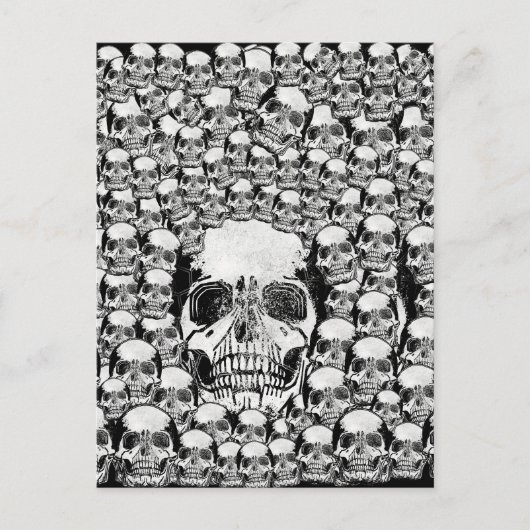 SCHEDEL MUUR DOOD DODE SKELET ZWART WIT BRIEFKAART (Voorkant)