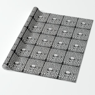 SCHEDEL MUUR DOOD DODE SKELET ZWART WIT CADEAUPAPIER