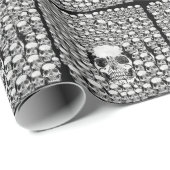 SCHEDEL MUUR DOOD DODE SKELET ZWART WIT CADEAUPAPIER (Rol Hoek)