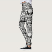SCHEDEL MUUR DOOD DODE SKELET ZWART WIT LEGGINGS (Links)