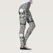 SCHEDEL MUUR DOOD DODE SKELET ZWART WIT LEGGINGS (Rechts)