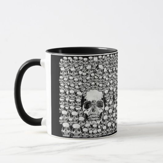 SCHEDEL MUUR DOOD DODE SKELET ZWART WIT MOK (Links)