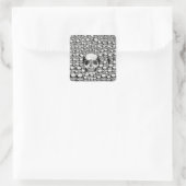 SCHEDEL MUUR DOOD DODE SKELET ZWART WIT VIERKANTE STICKER (Tas)