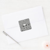 SCHEDEL MUUR DOOD DODE SKELET ZWART WIT VIERKANTE STICKER (Envelop)