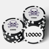 Schedel n Botten 10000 gestreepte pokerchip (Opstapeling)