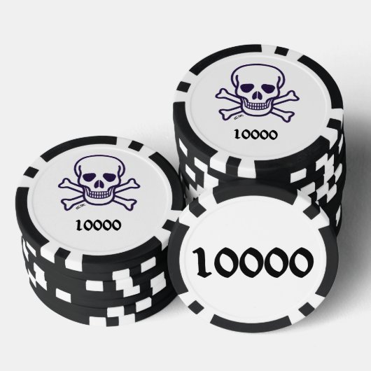 Schedel n Botten 10000 gestreepte pokerchip (Opstapeling)
