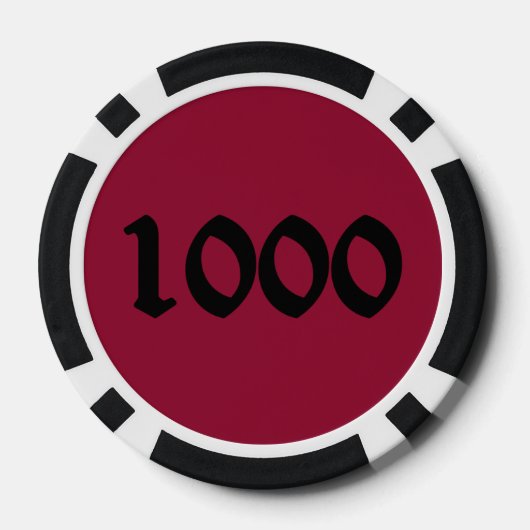Schedel n Botten 1000 maroon gestreept poker chip (Achterkant)