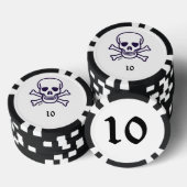 Schedel n Botten 10 gestreepte pokerchip (Opstapeling)