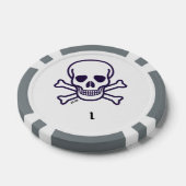 Schedel n Botten 1 grijze gestreepte pokerchip (Enkel)