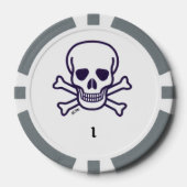 Schedel n Botten 1 grijze gestreepte pokerchip (Voorkant)