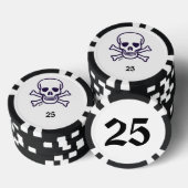 Schedel n Botten 25 gestreepte pokerchip (Opstapeling)