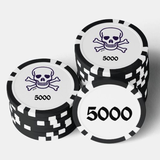 Schedel n Botten 5000 gestreepte pokerchip (Opstapeling)