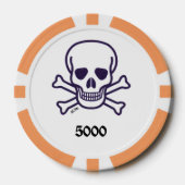 Schedel n Botten 5000 oranje gestreepte pokerchip (Voorkant)
