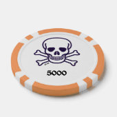 Schedel n Botten 5000 oranje gestreepte pokerchip (Enkel)