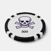 Schedel n Botten 500 gestreepte pokerchip (Enkel)