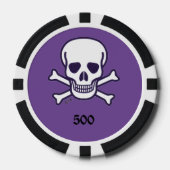 Schedel n Botten 500 paarse gestreepte pokerchip (Voorkant)