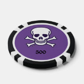 Schedel n Botten 500 paarse gestreepte pokerchip (Enkel)