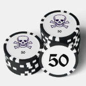 Schedel n Botten 50 gestreepte pokerchip (Opstapeling)