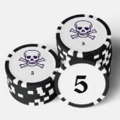 Schedel n Botten 5 gestreepte pokerchip (Opstapeling)