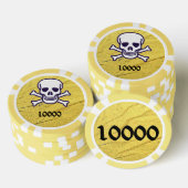 Schedel n Botten goudgeel 10000 gestreepte pokerch Poker Chips (Opstapeling)