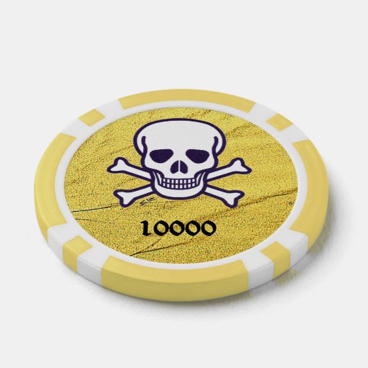 Schedel n Botten goudgeel 10000 gestreepte pokerch Poker Chips (Enkel)