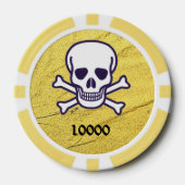 Schedel n Botten goudgeel 10000 gestreepte pokerch Poker Chips (Voorkant)