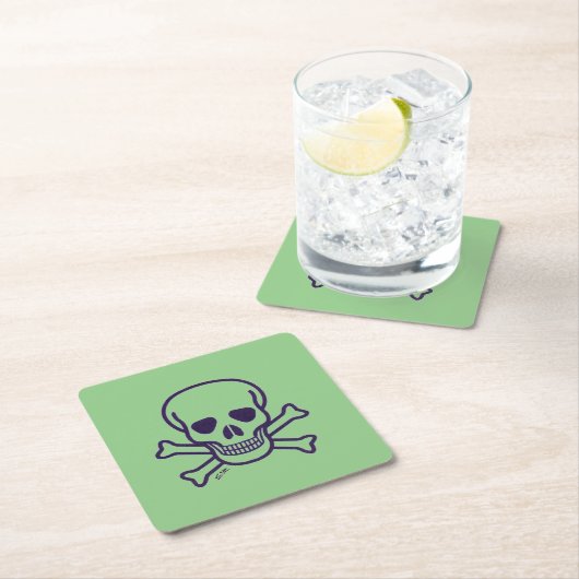 Schedel n Botten groen papier vierkante drank onde Kartonnen Onderzetters (Insitu)