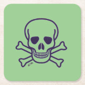 Schedel n Botten groen papier vierkante drank onde Kartonnen Onderzetters (Voorkant)