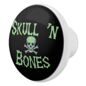 Schedel n Botten groen zwart w woorden keramische Knop (Rechts)