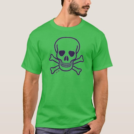 Schedel n Botten mannen groen helder T-shirt (Voorkant)