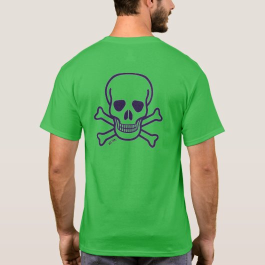 Schedel n Botten mannen groen helder T-shirt terug (Achterkant)