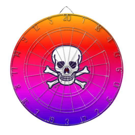 Schedel n Botten neon dartboard Dartbord (Voorkant)