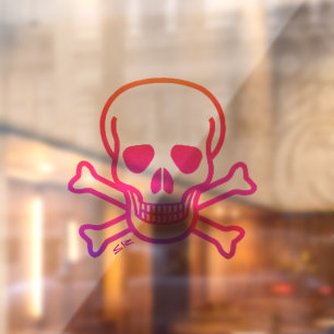 Schedel n Botten neon helder venster vastklampen a Raamsticker