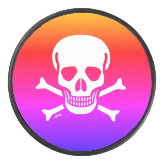 Schedel n Botten neon hockey puck (Voorkant)